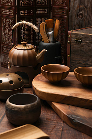 茶具茶壶茶碗摄影图