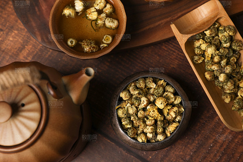 菊花茶静物摄影图