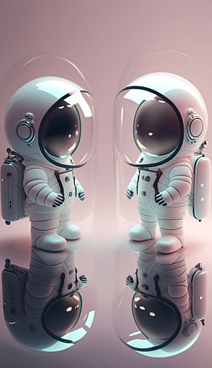 Q版宇航员双人形象