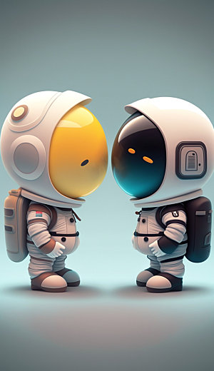 双人儿童宇航员卡通立体形象