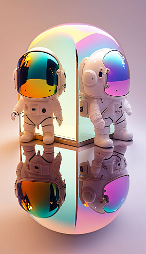 宇航员卡通炫彩3D形象
