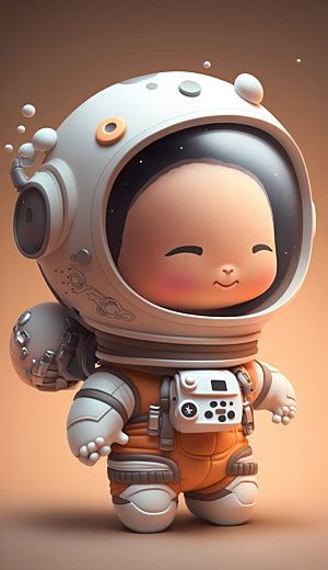3D宇航员Q版卡通插画