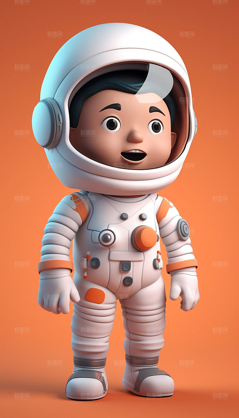 Q版宇航员卡通3D插画