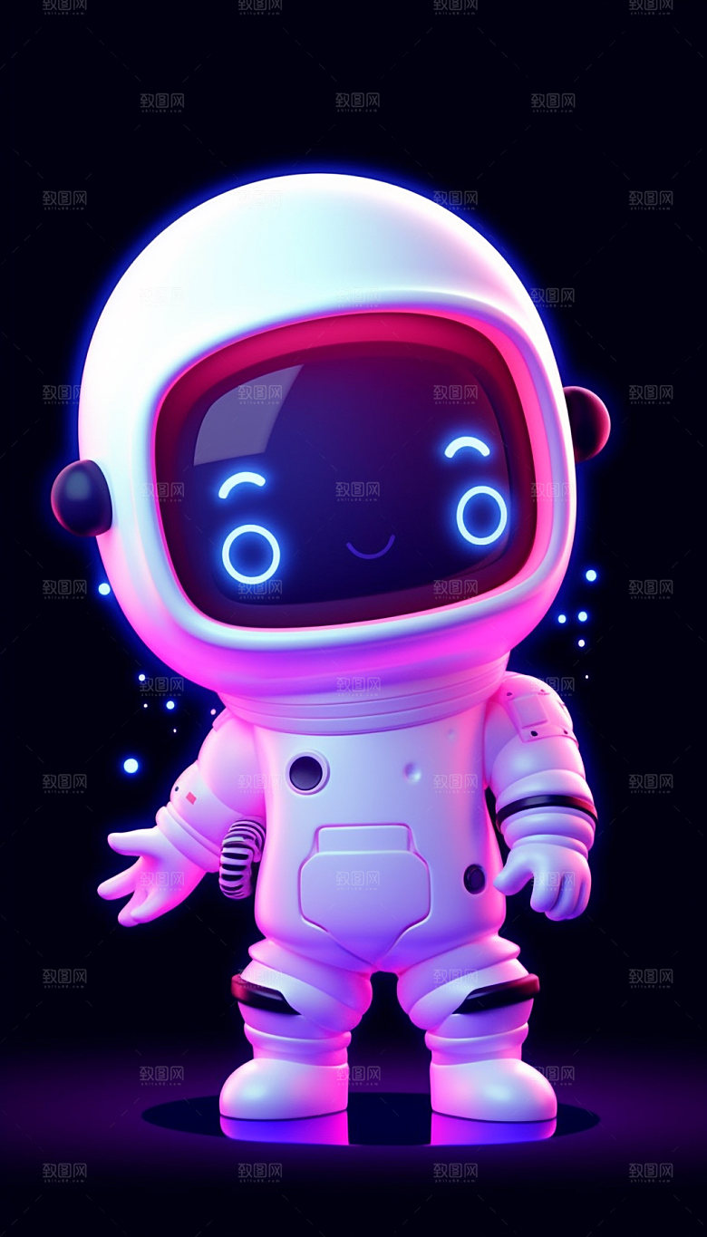 赛博朋克机器人宇航员插画
