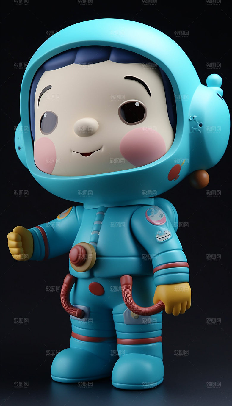 儿童宇航员可爱3D插画