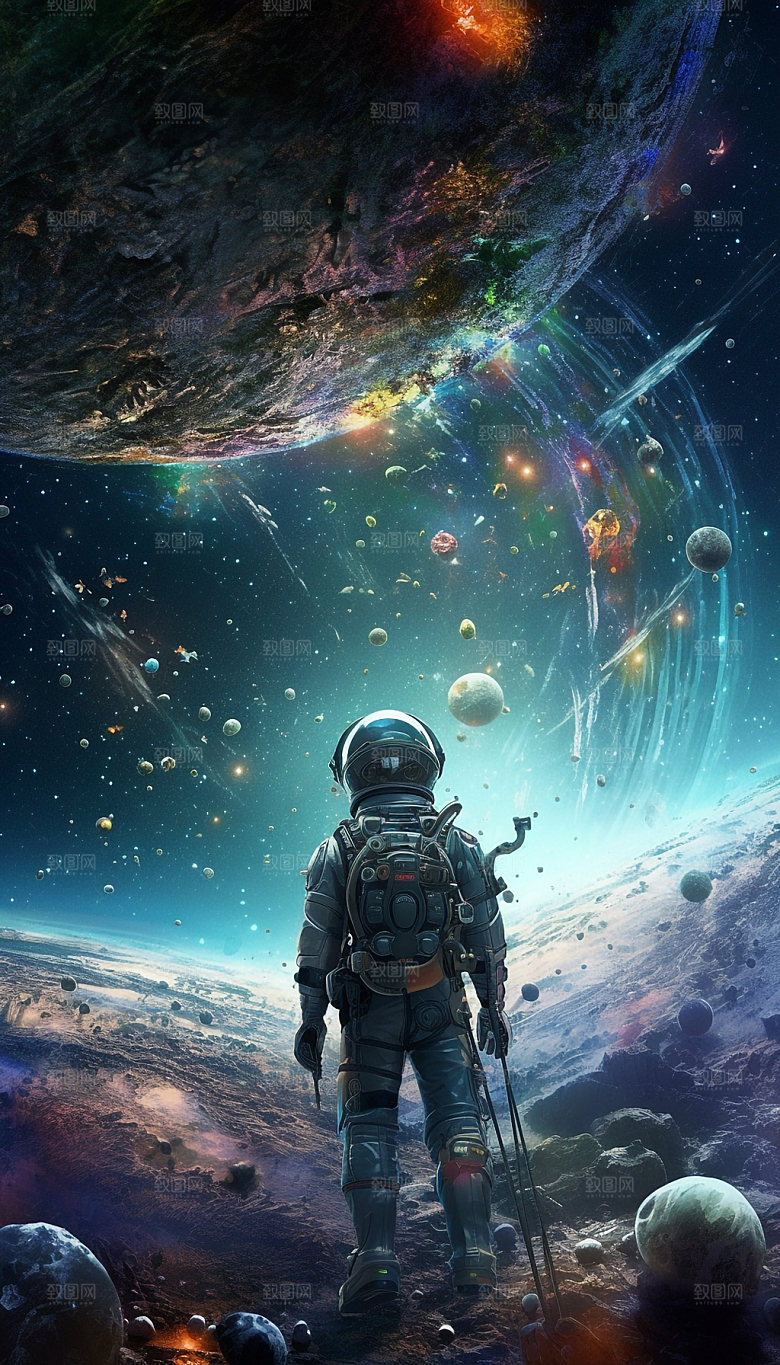 未来科技宇航员星空插画