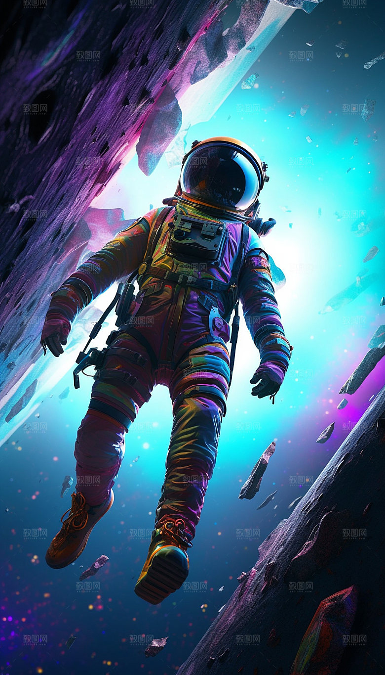 未来科技宇航员星空插画