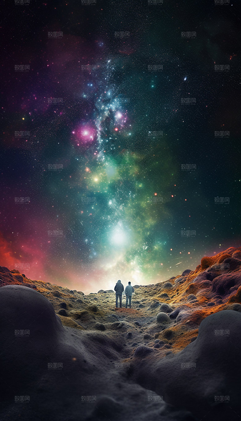 未来科技宇航员星空插画