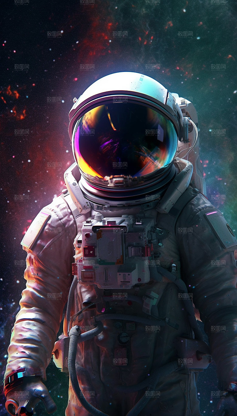 未来科技宇航员星空插画