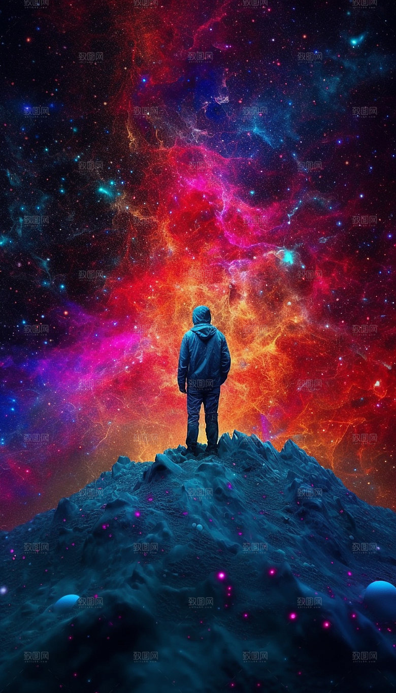 宇航员太空AI插画