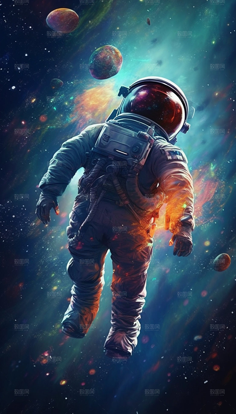 未来科幻宇航员插画