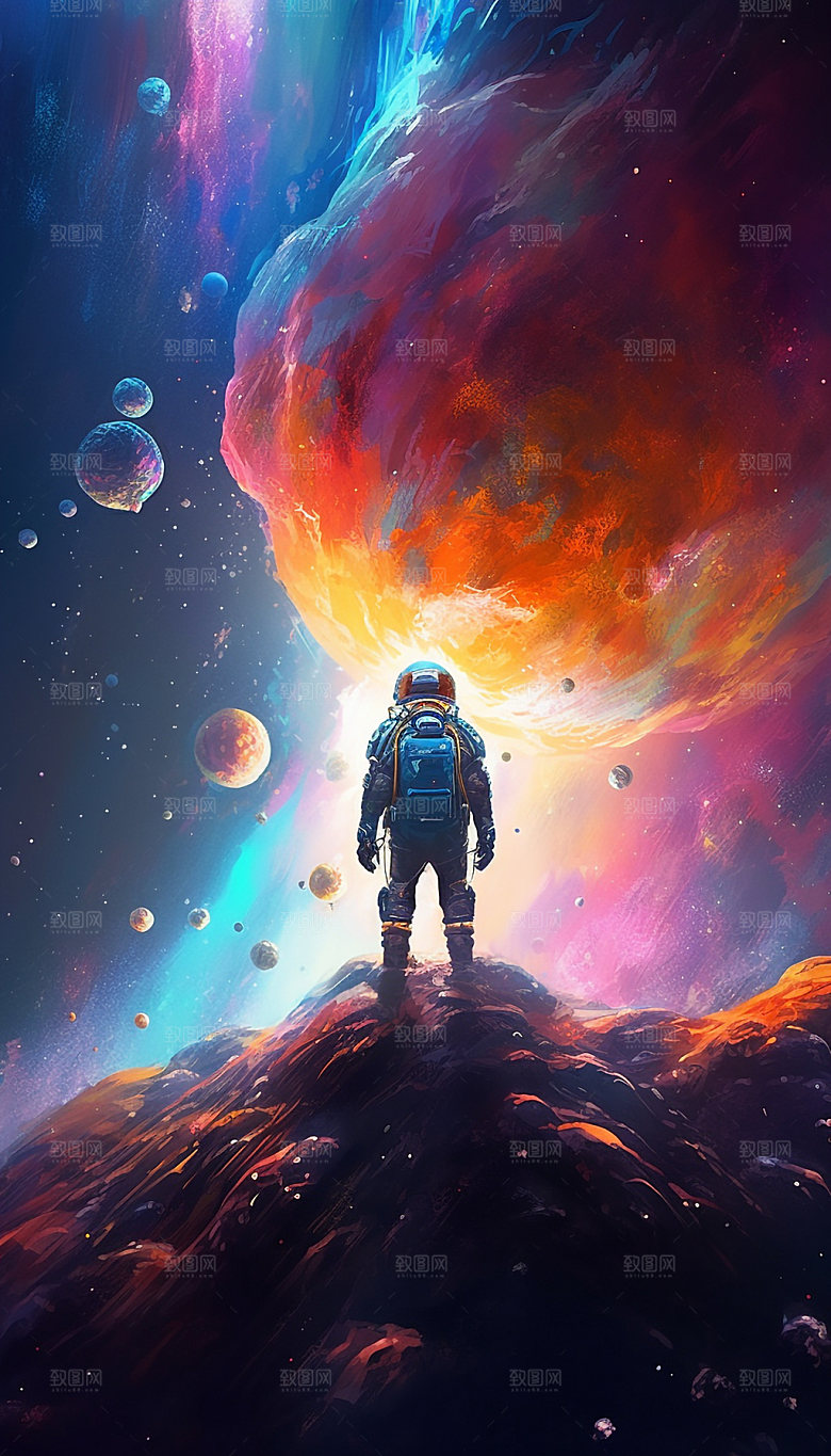 CG特效宇航员太空插画