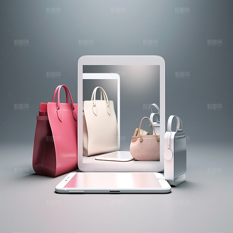 电商购物促销3D模型