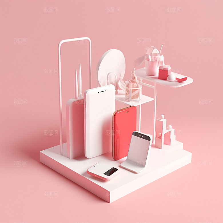 电商购物促销3D模型