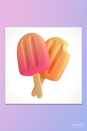 C4D/3D彩色渐变可爱雪糕冰淇淋