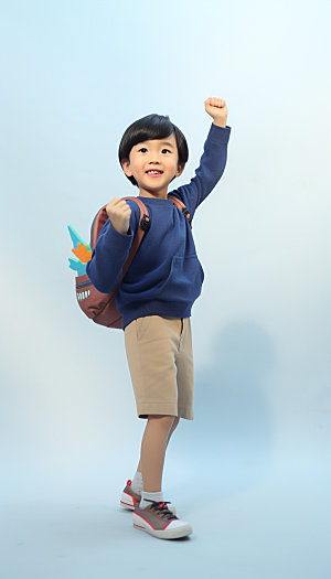 儿童背书包上学卡通3D模型