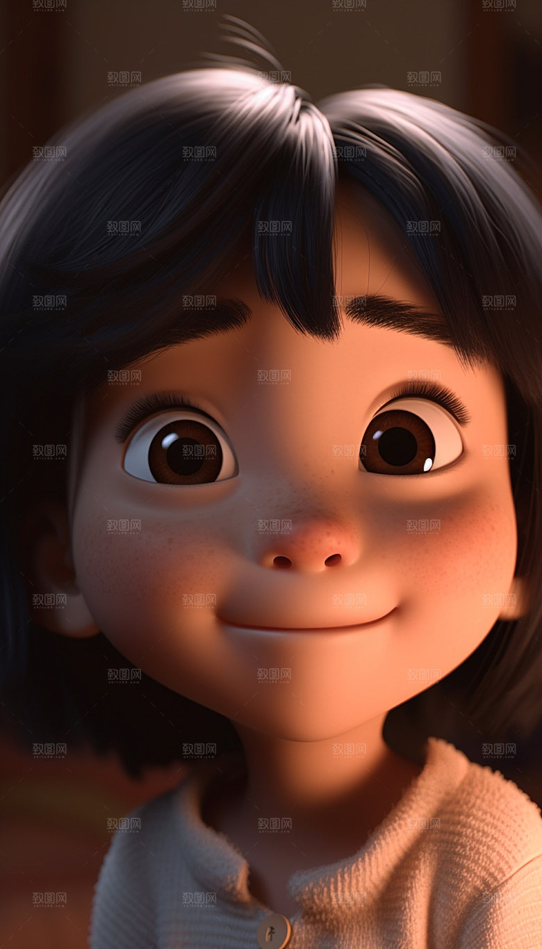 可爱女孩3D卡通模型