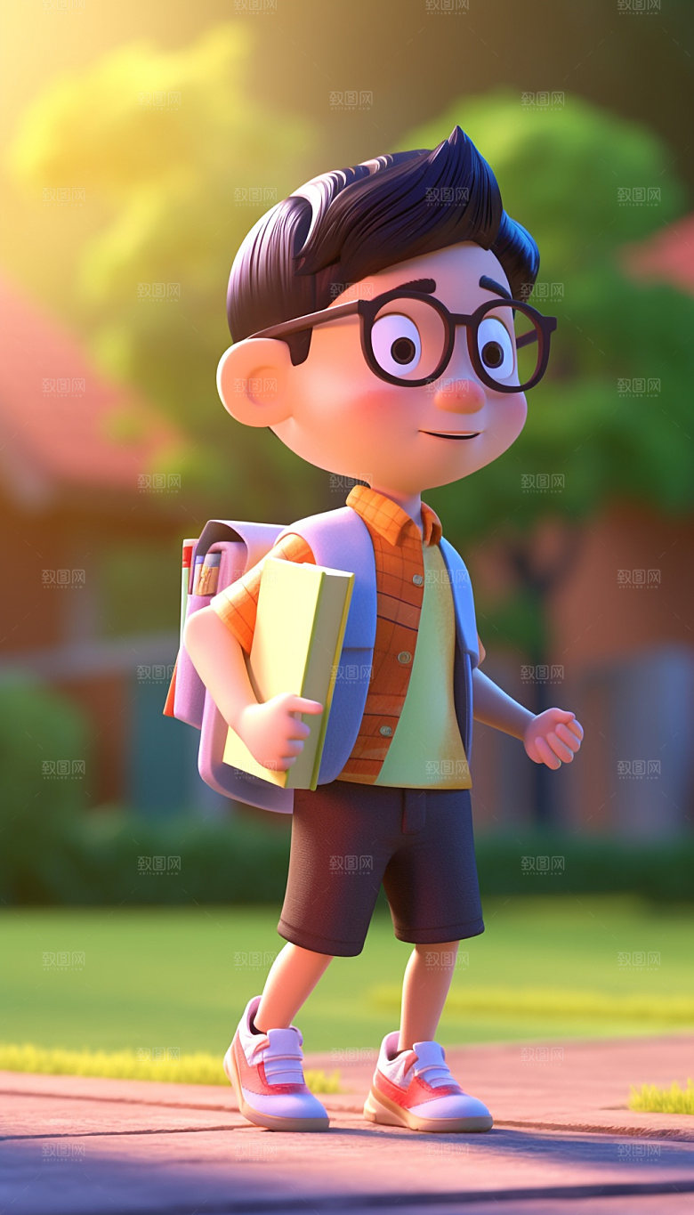 可爱男孩3D卡通模型