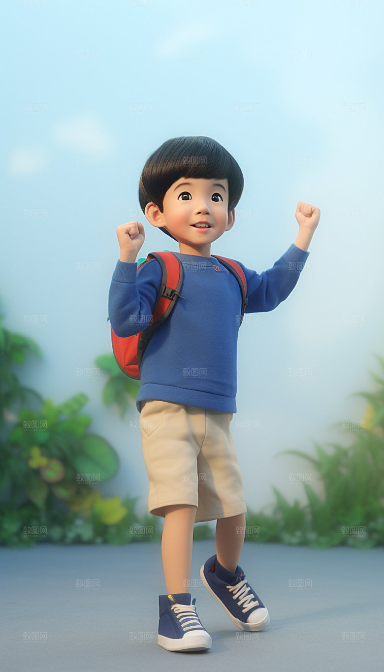 可爱男孩3D卡通模型
