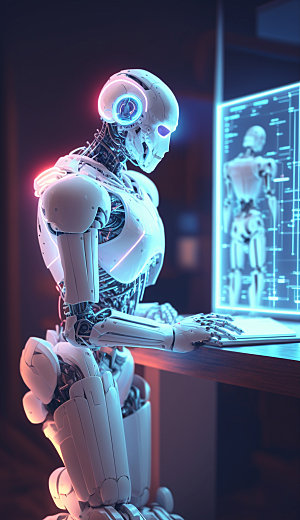 未来科技机器人3D插画