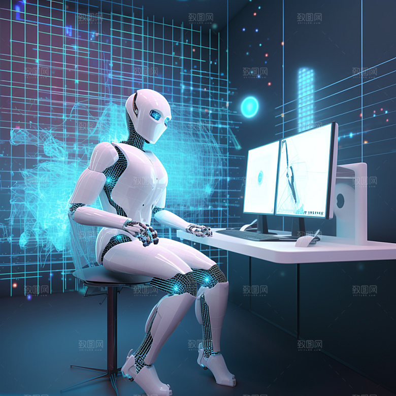未来科技机器人3D插画