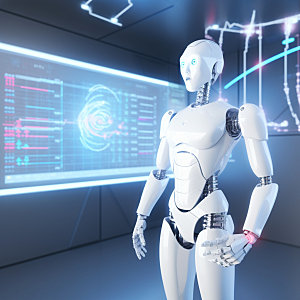 智能机器人未来科技CG风插画