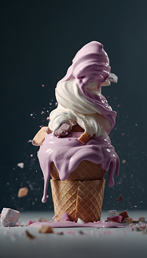 冷饮美食冰淇淋甜筒商业摄影效果图
