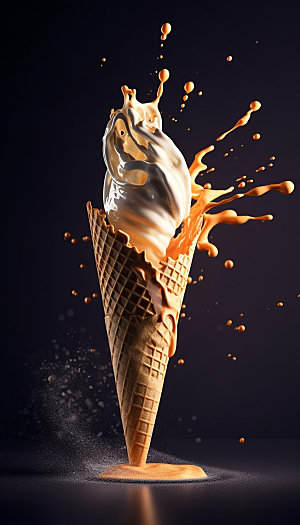 夏季解暑冰淇淋甜筒模型效果图