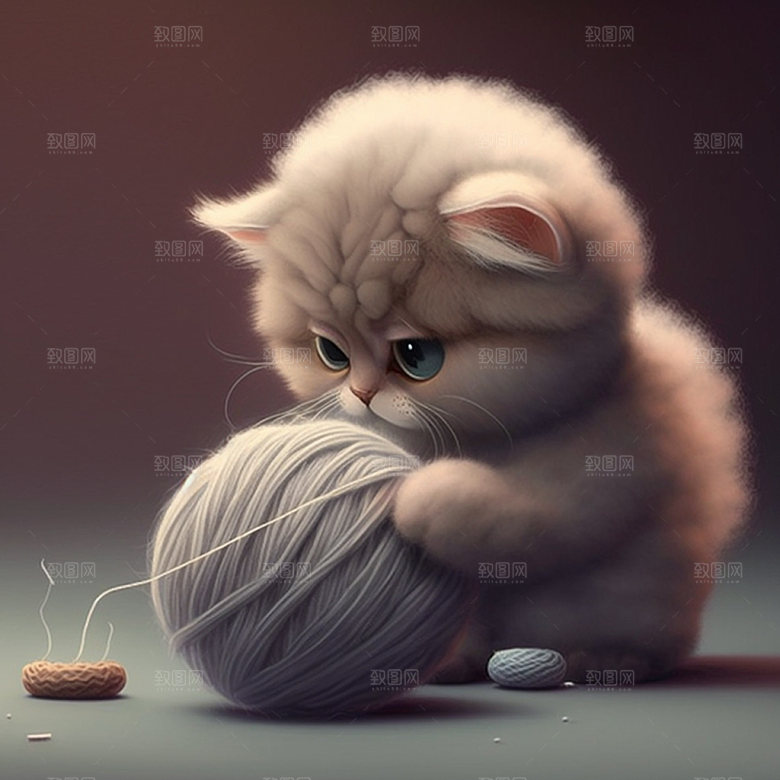 可爱猫咪玩耍模型