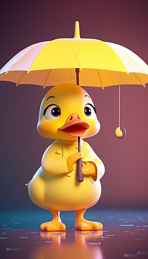 可爱小鸭子打伞卡通模型