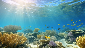 海底世界珊瑚海洋生物自然风光背景图
