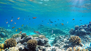 海底世界珊瑚海洋生物自然风光背景图