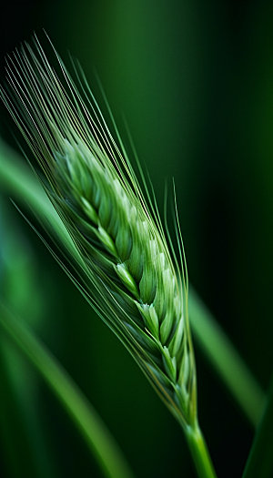 清新绿色麦穗摄影图