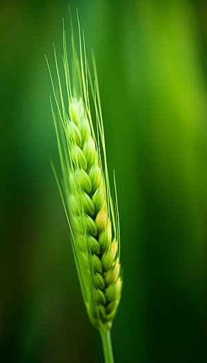 清新绿色麦穗摄影图