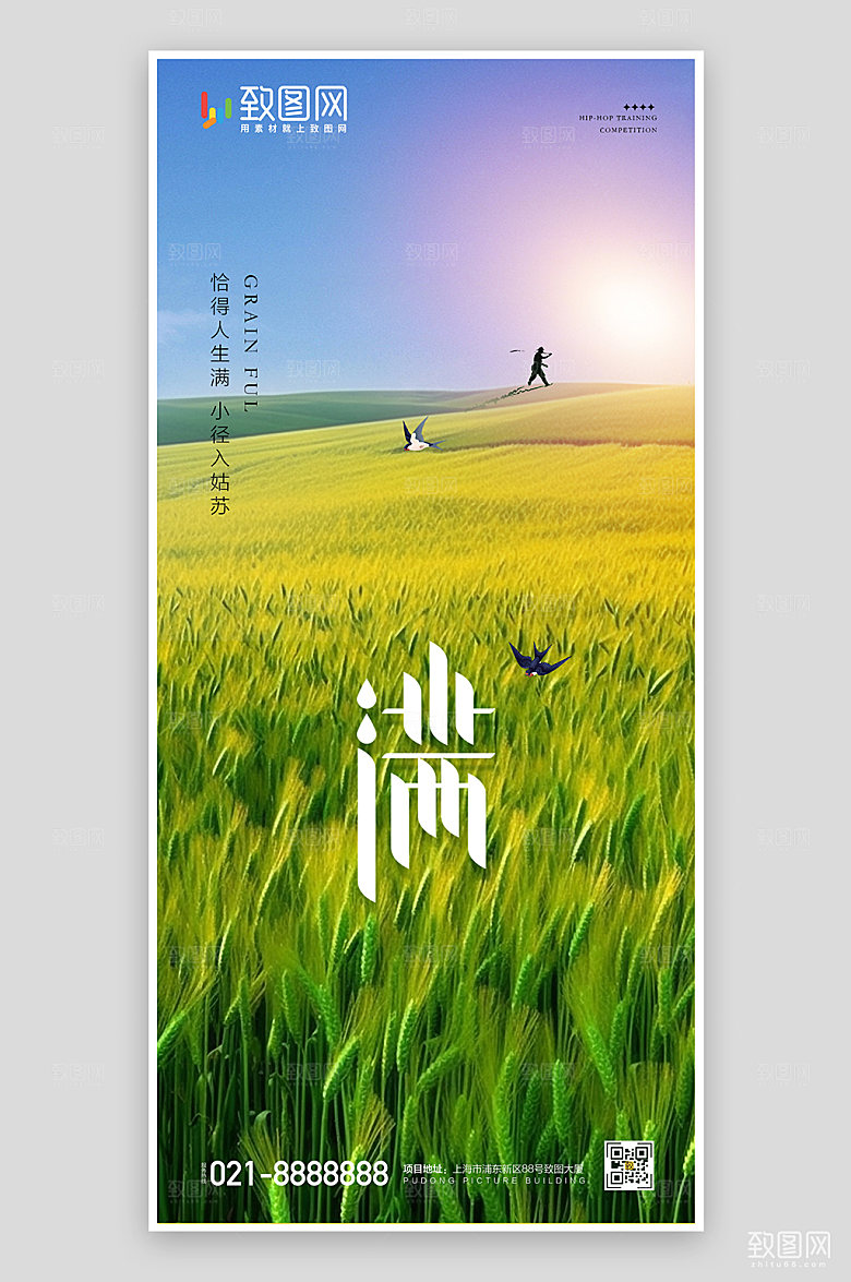 小满节气简约海报