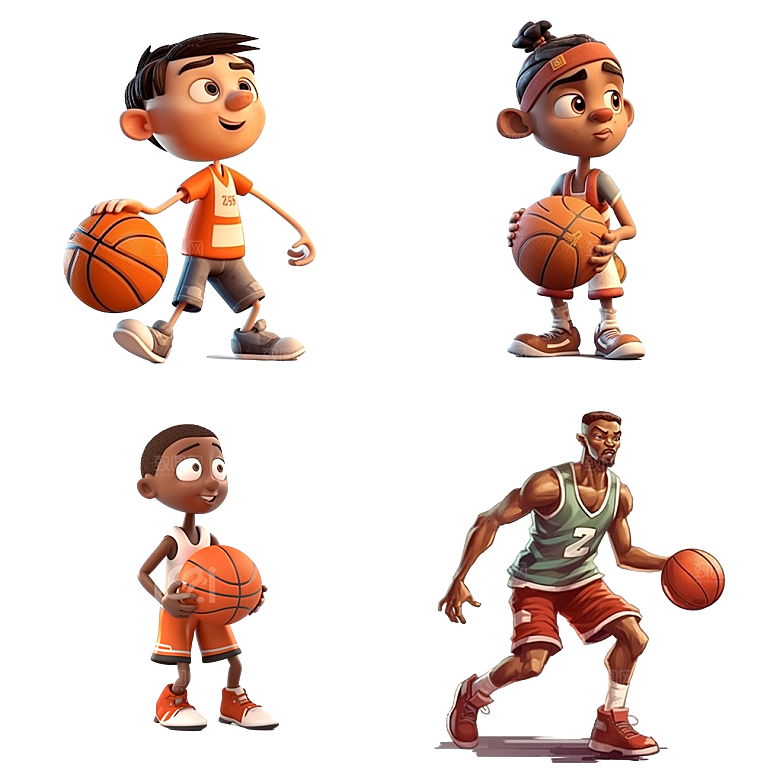 3D立体人物打篮球运动免扣