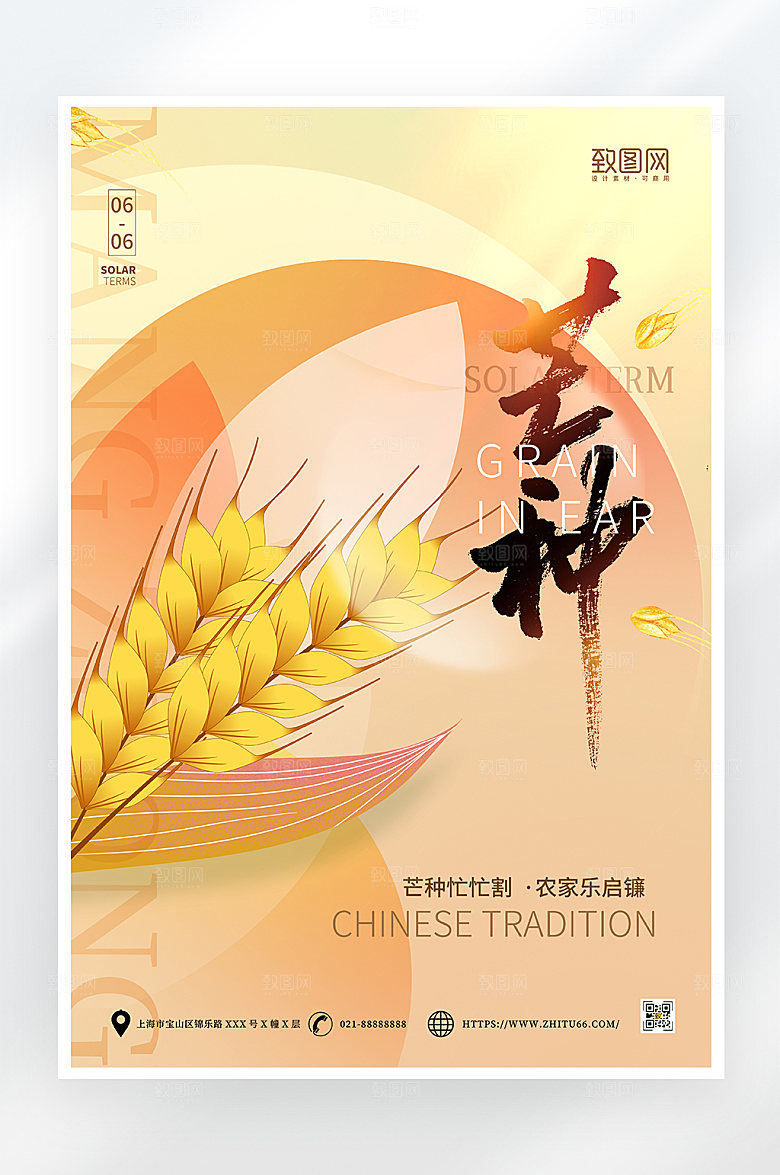 简约大气芒种节气海报