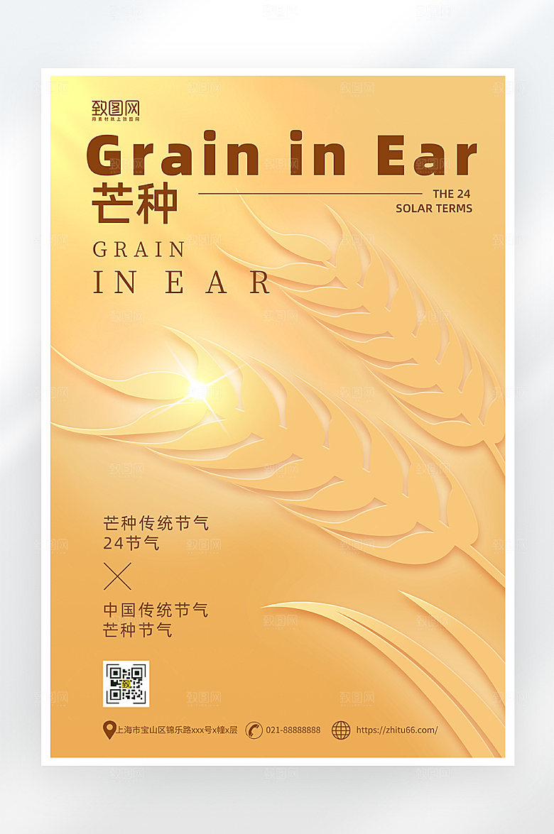 简约大气芒种节气海报