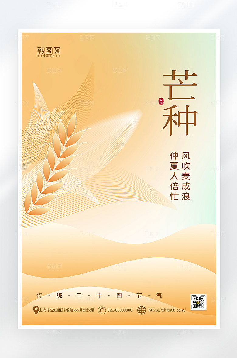 简约大气芒种节气海报