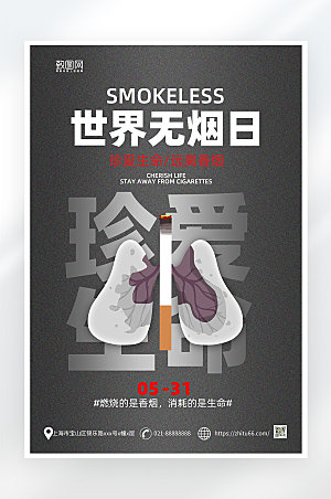 简约大气世界无烟日海报