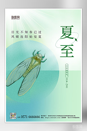 中国传统节气夏至绿色简约海报