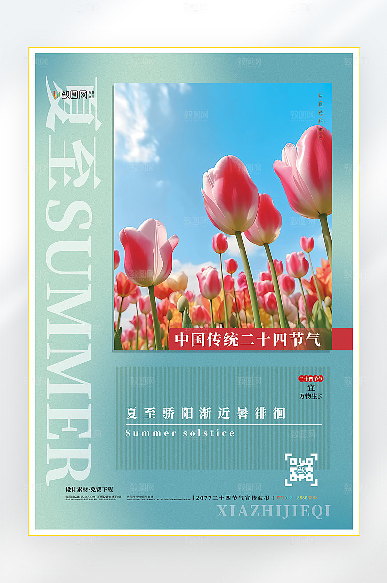 二十四节气夏至节气海报