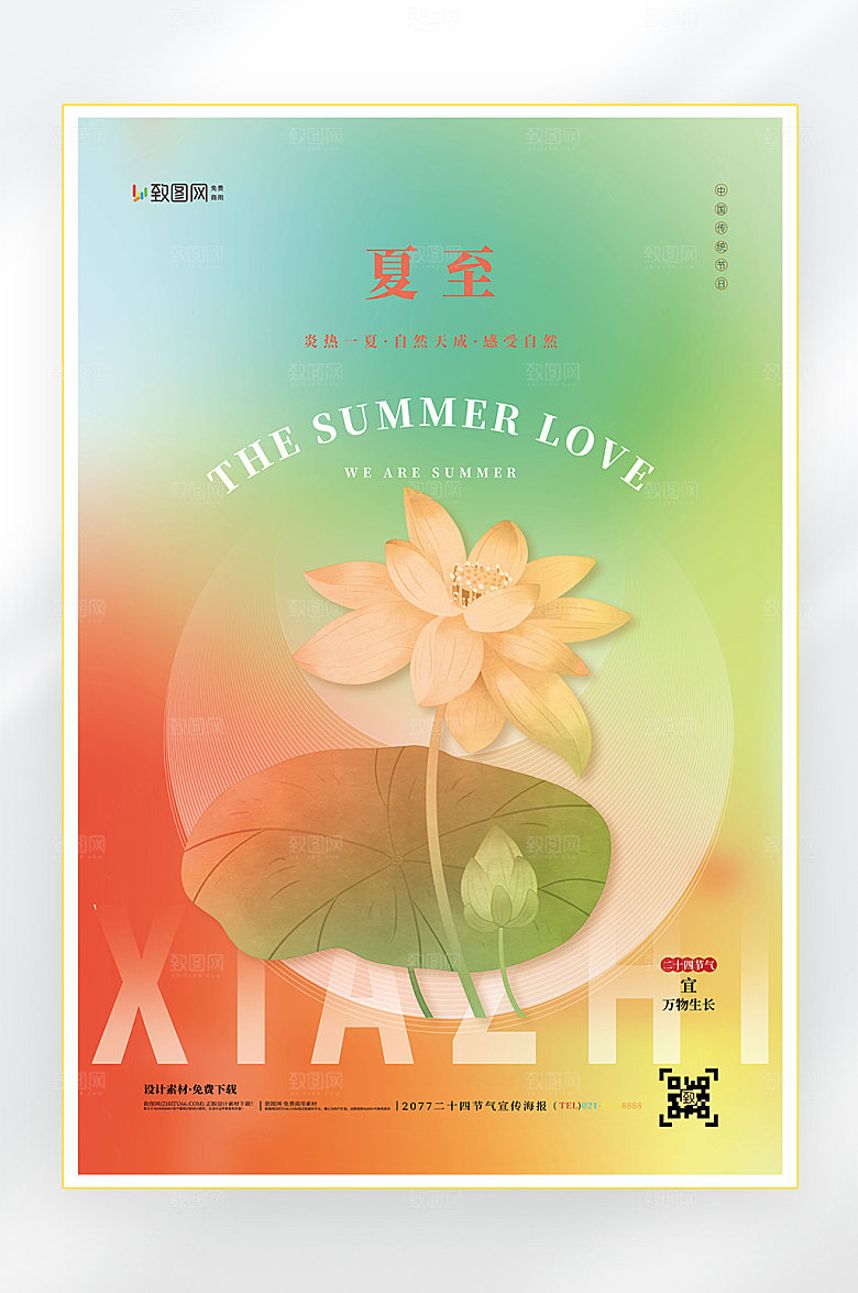 二十四节气夏至节气海报