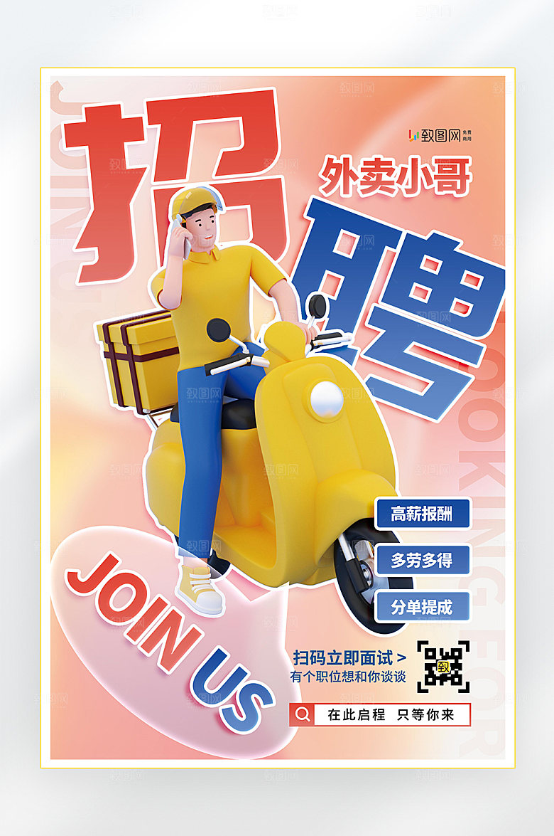 招聘诚聘英才找工作海报