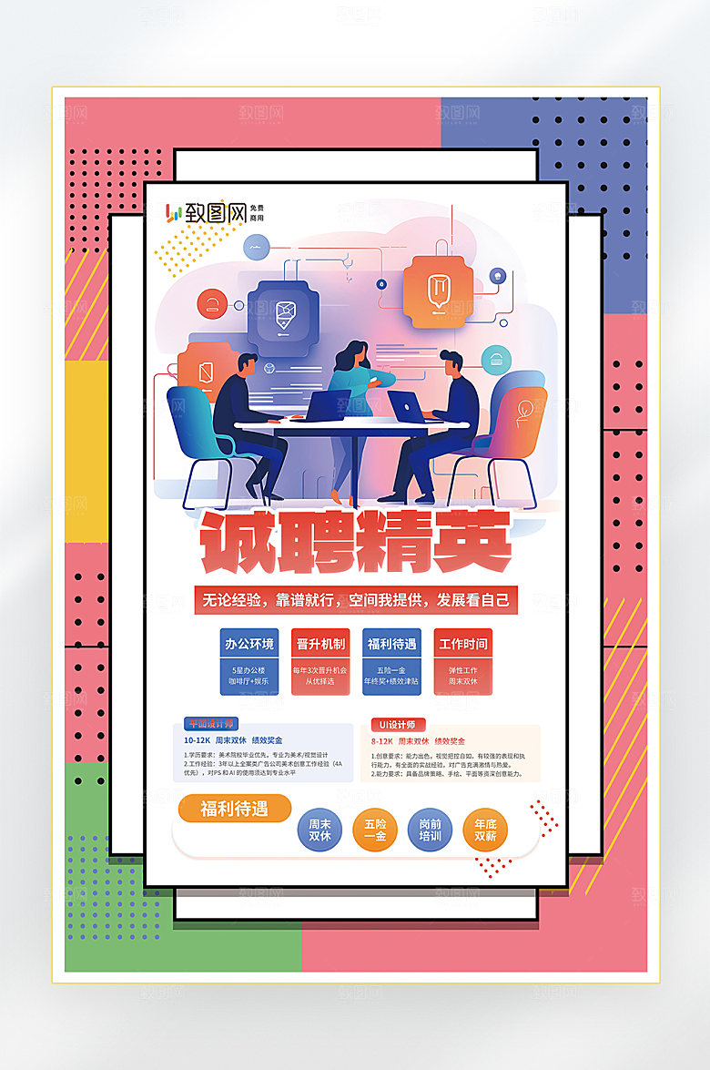 招聘诚聘英才找工作海报