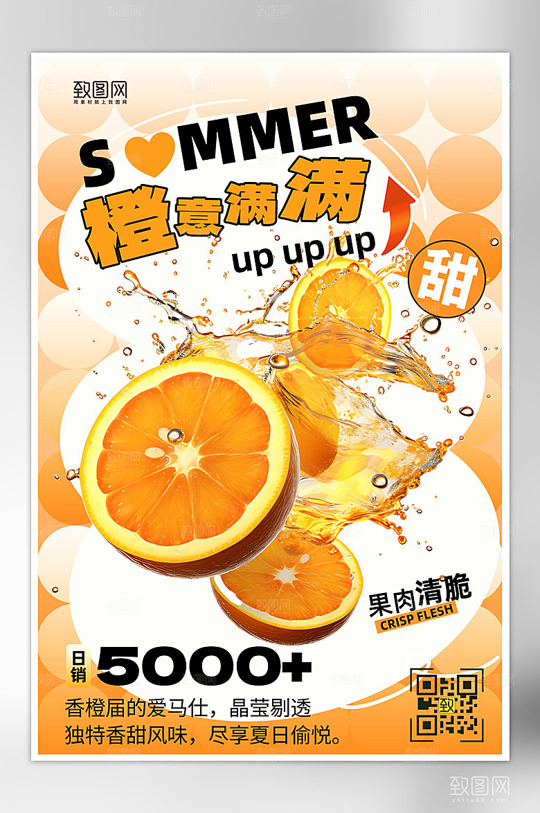 夏天夏季美食水果橙子海报