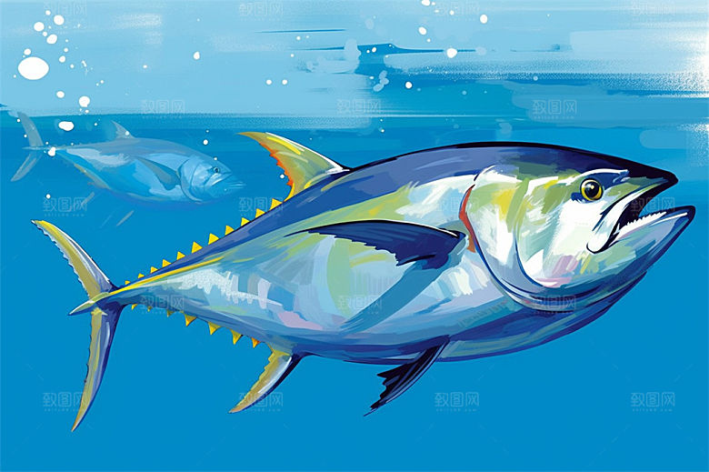 奇幻海底世界海洋生物缤纷多彩神秘插画
