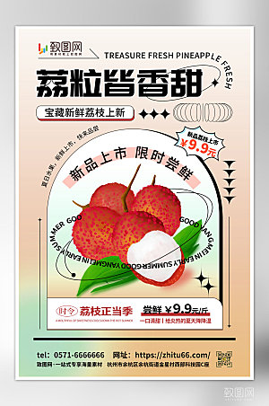 荔枝夏季水果海报