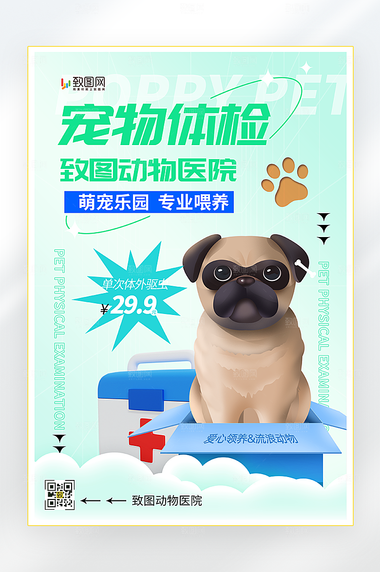 宠物体检美容海报