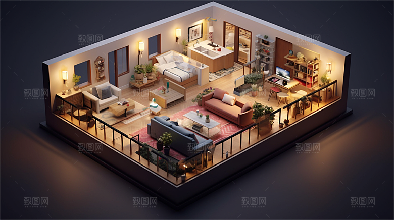 3D室内设计装修立体透视效果图